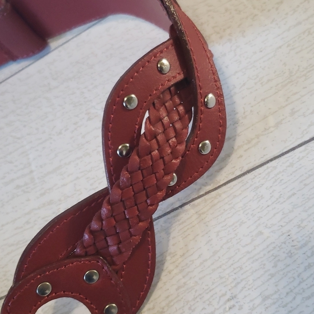 Chicos S/M red whith rhinestone hook clousure adjustable belt - Picture 3 of 5